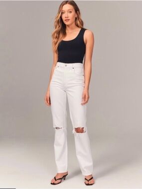 Abercrombie & Fitch The 90s Straight Ultra High Rise Jeans White Size 26/2R
